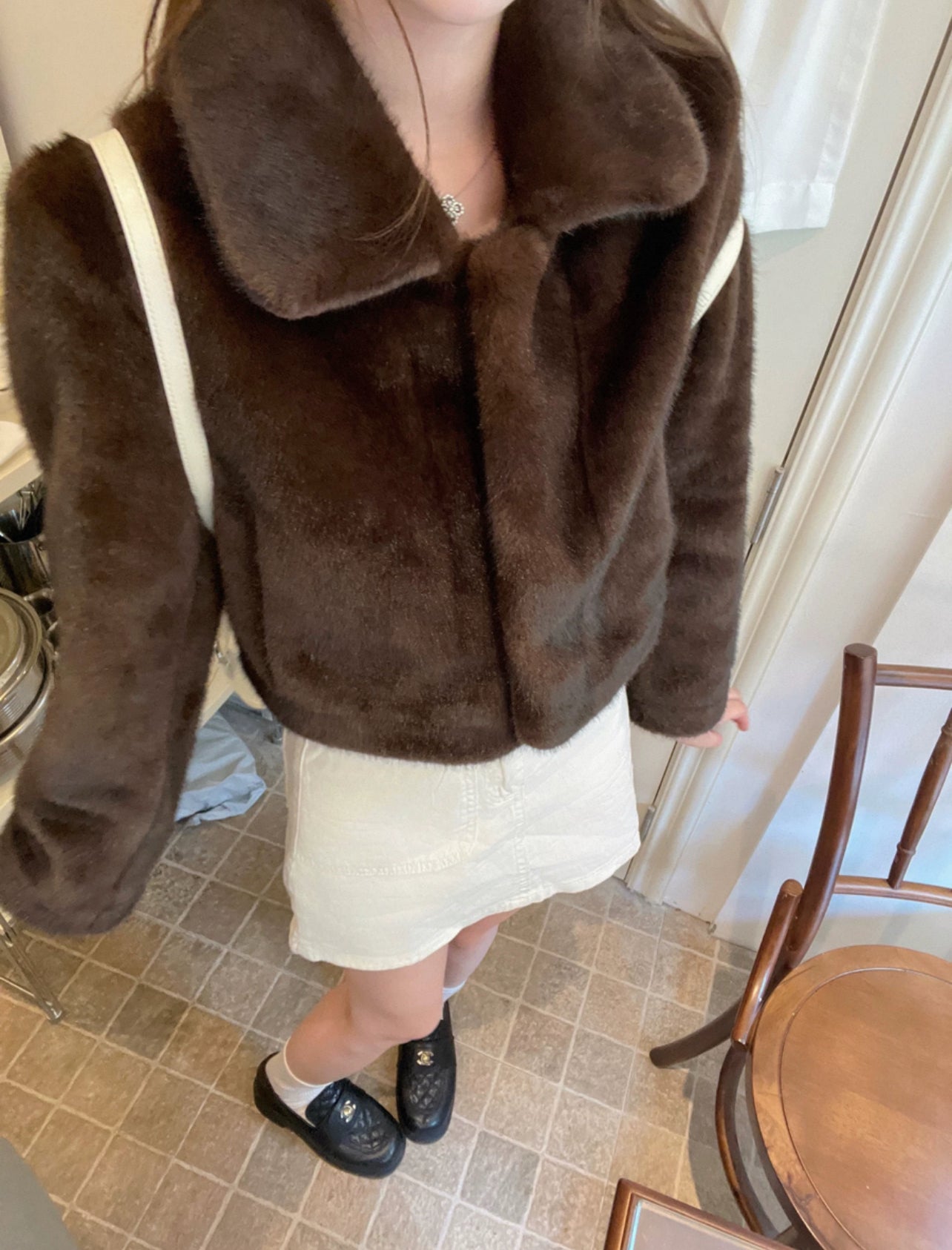 Kelly Designs Chic Faux Mink Short Jacket – Eco-Friendly Plush Fur Brown Coat (Instock)