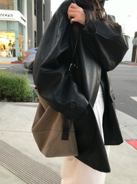Korean Faux Leather Oversized Jacket  - 2 Colors (Instock)