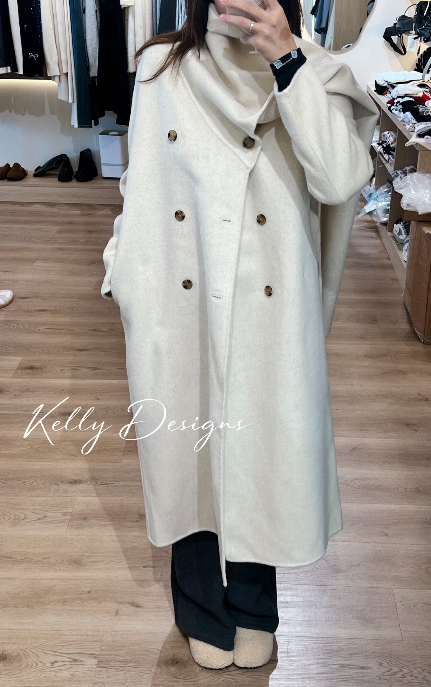 Kelly Designs Scarf Wool Coat (Instock)