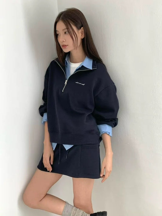 Korean APM Collection Half Zip Up Sweater-2 Colors (Instock)