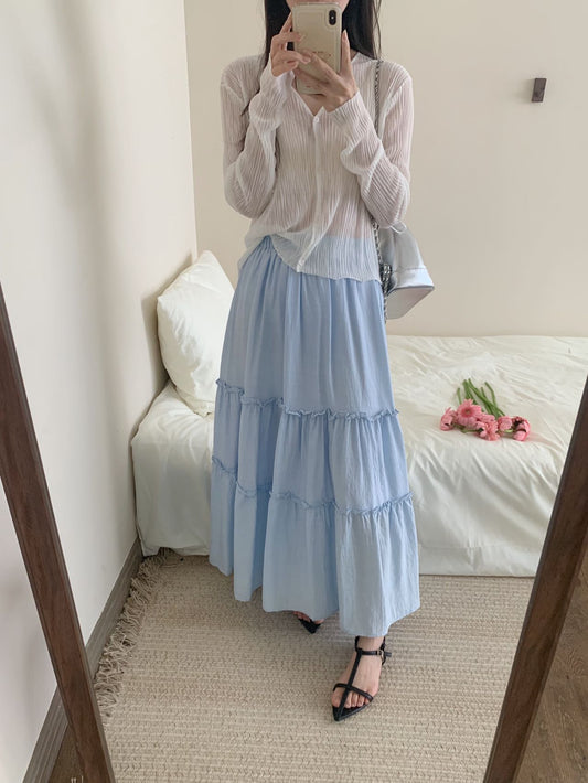 Kelly Designs Tencel Linen Slim Blue Skirt  (Instock)