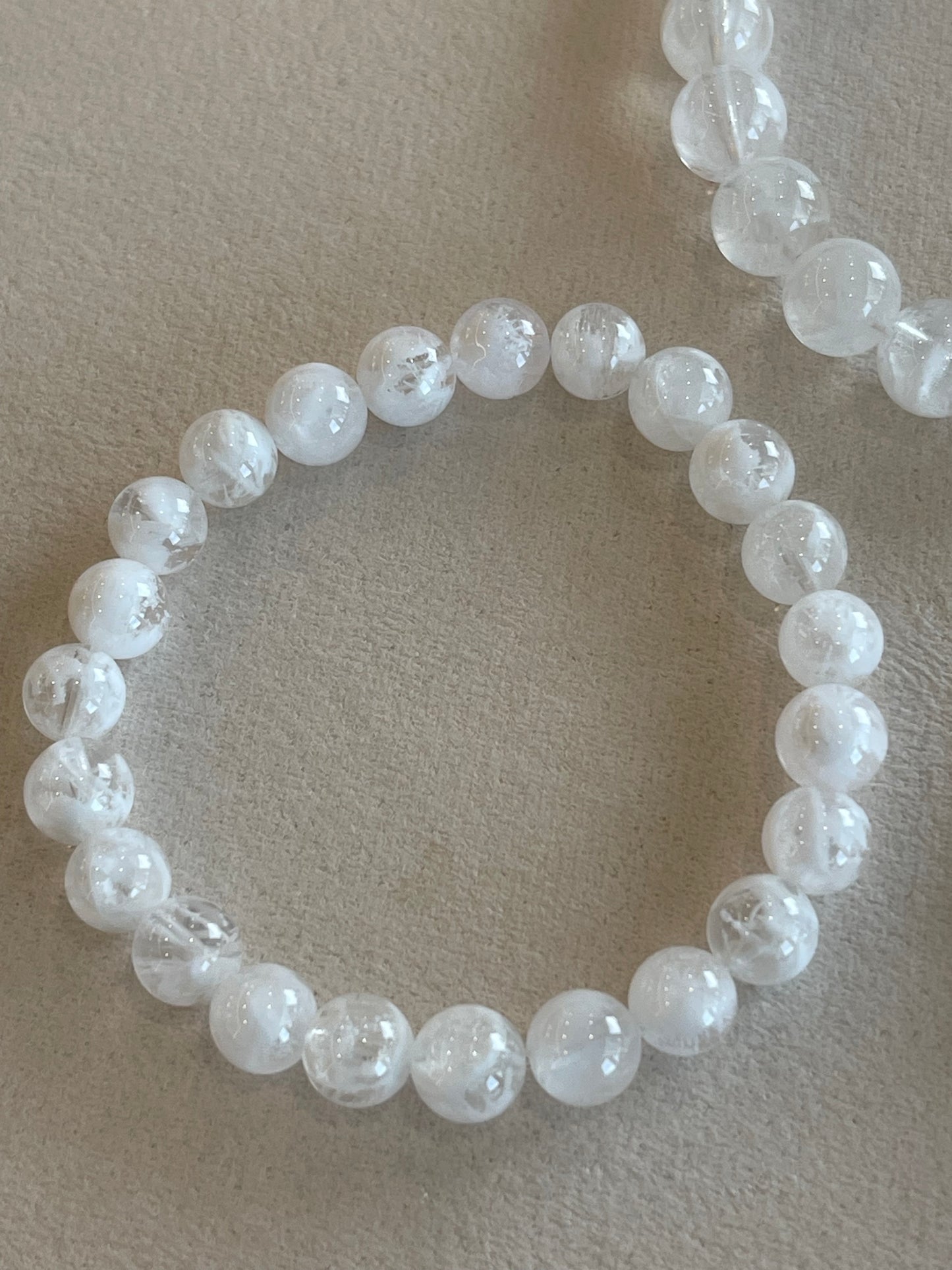 Kelly Designs White Snow Ghost Natural Crystal Bracelet (Instock)