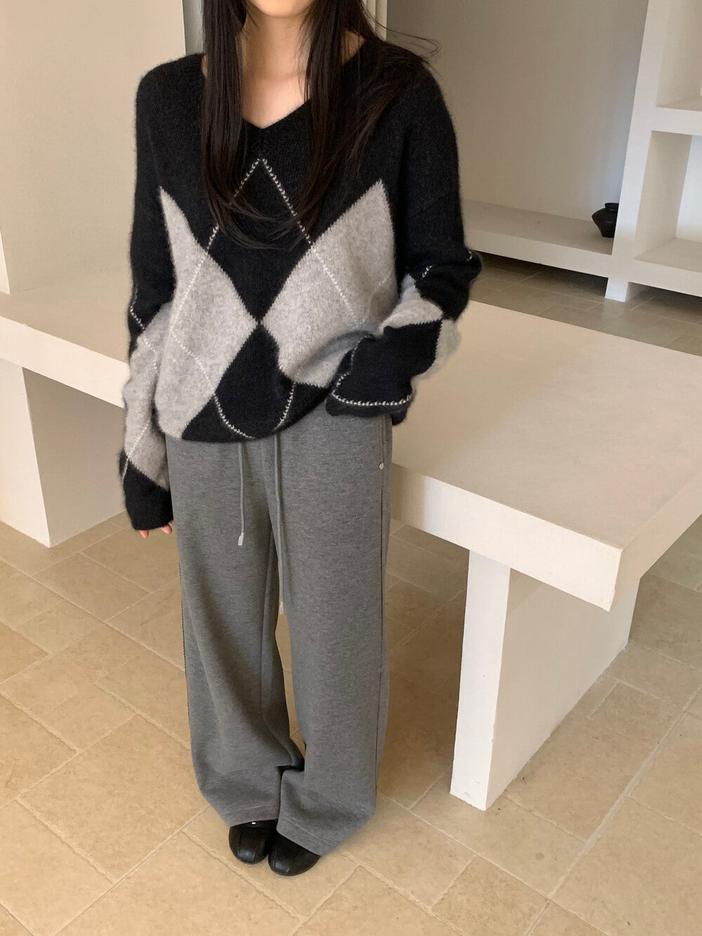 Kelly Designs Silk-Cashmere Fleece-Lined Straight Pants (Instock)