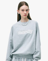Korean Collection Nerdy Lace applique sweatshirt melangie gray (Instock)