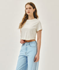 Marithe W SILVER LETTERING CROP TEE ivory (Instock)