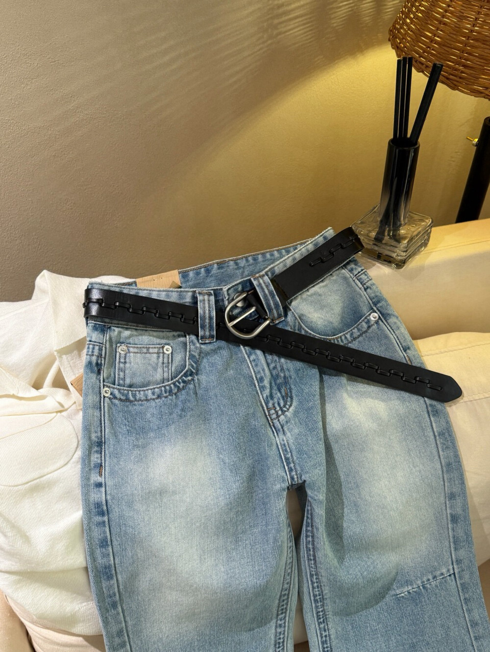 Kelly Designs Light Wash Cropped Flare Jeans (No Belt) (Instock)