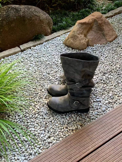 Kelly Designs Vintage Buckle Strap Mid-Calf Boots (Instock)
