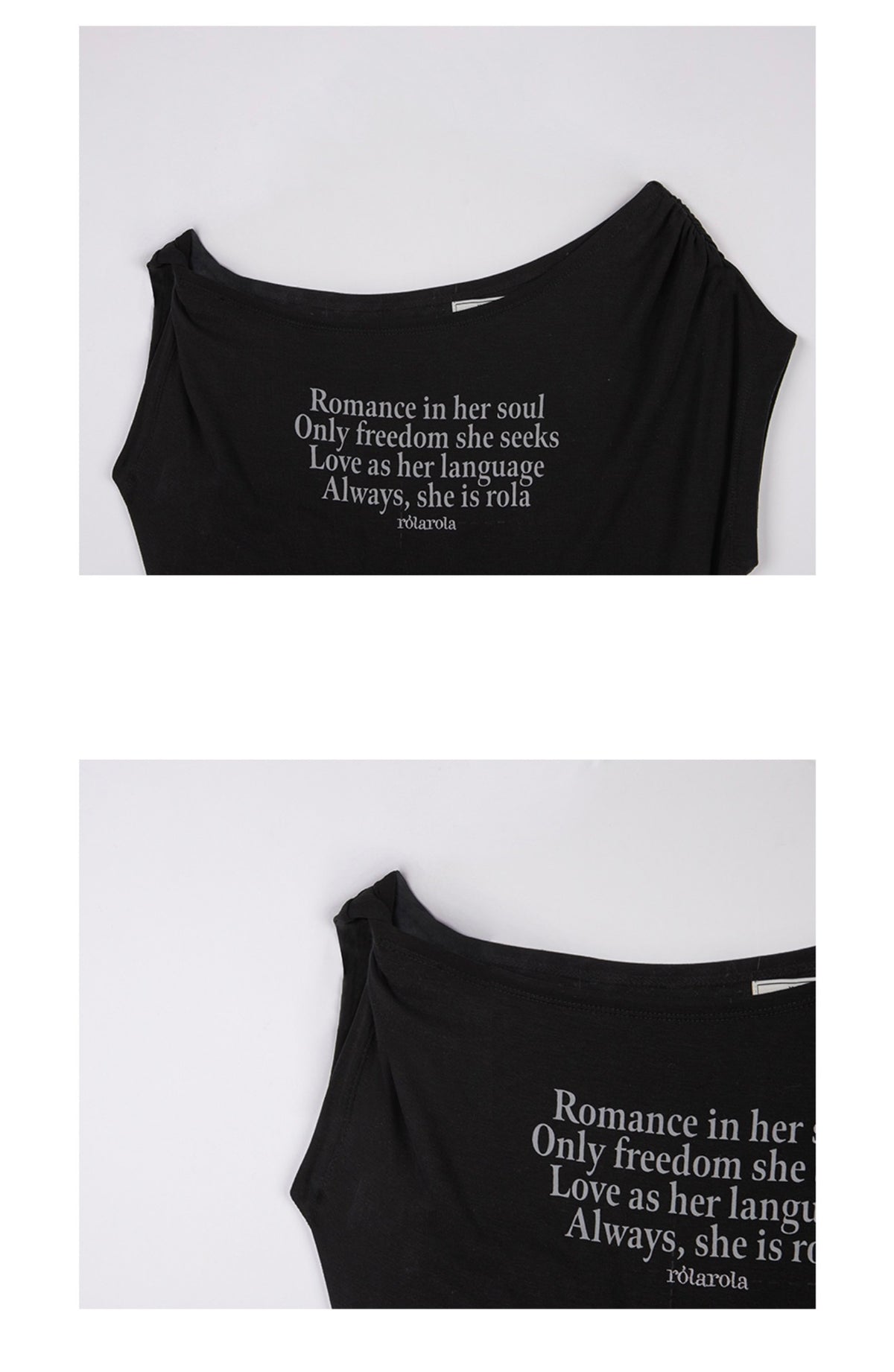 Rolarola LETTERING DRAPE OFF SHOULDER T-SHIRT BLACK (Instock)