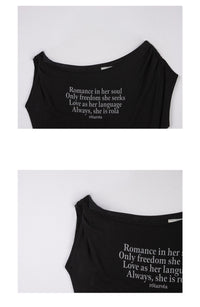 Rolarola LETTERING DRAPE OFF SHOULDER T-SHIRT BLACK (Instock)
