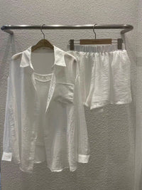 Korean APM Collection 3-Piece Casual White Set –Jacket,  Cami Top, & Shorts (Instock)