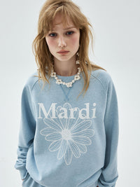 Mardi Mercredi SWEATSHIRT RAGLAN FLOWERMARDI_BLUE WHITE (Instock)