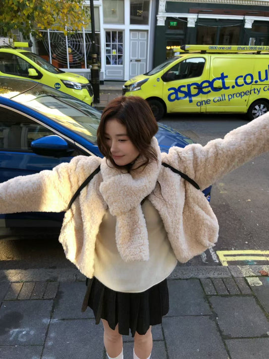 Kelly Designs Soft Touch Faux Fur Zip-Up Jacket with Scarf (Instock)