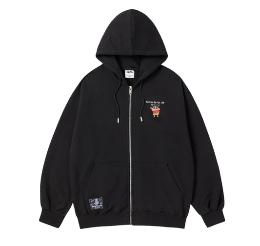 ADLV SHINCHAN BASIC LOGO HOODIE ZIP UP- BLACK (Instock)
