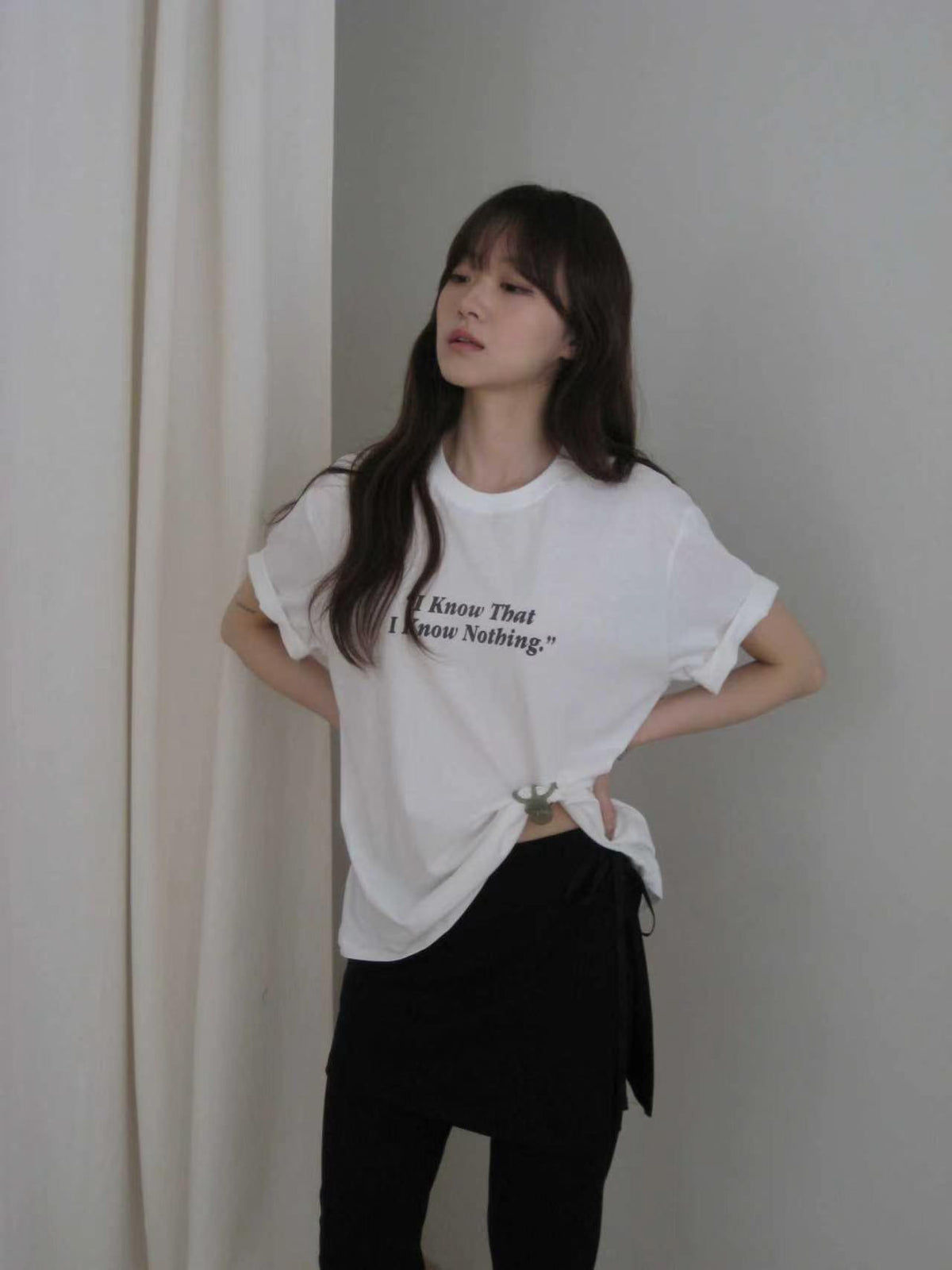 Korean APM Collection Elasticty Black Mid Pants Set (Instock)