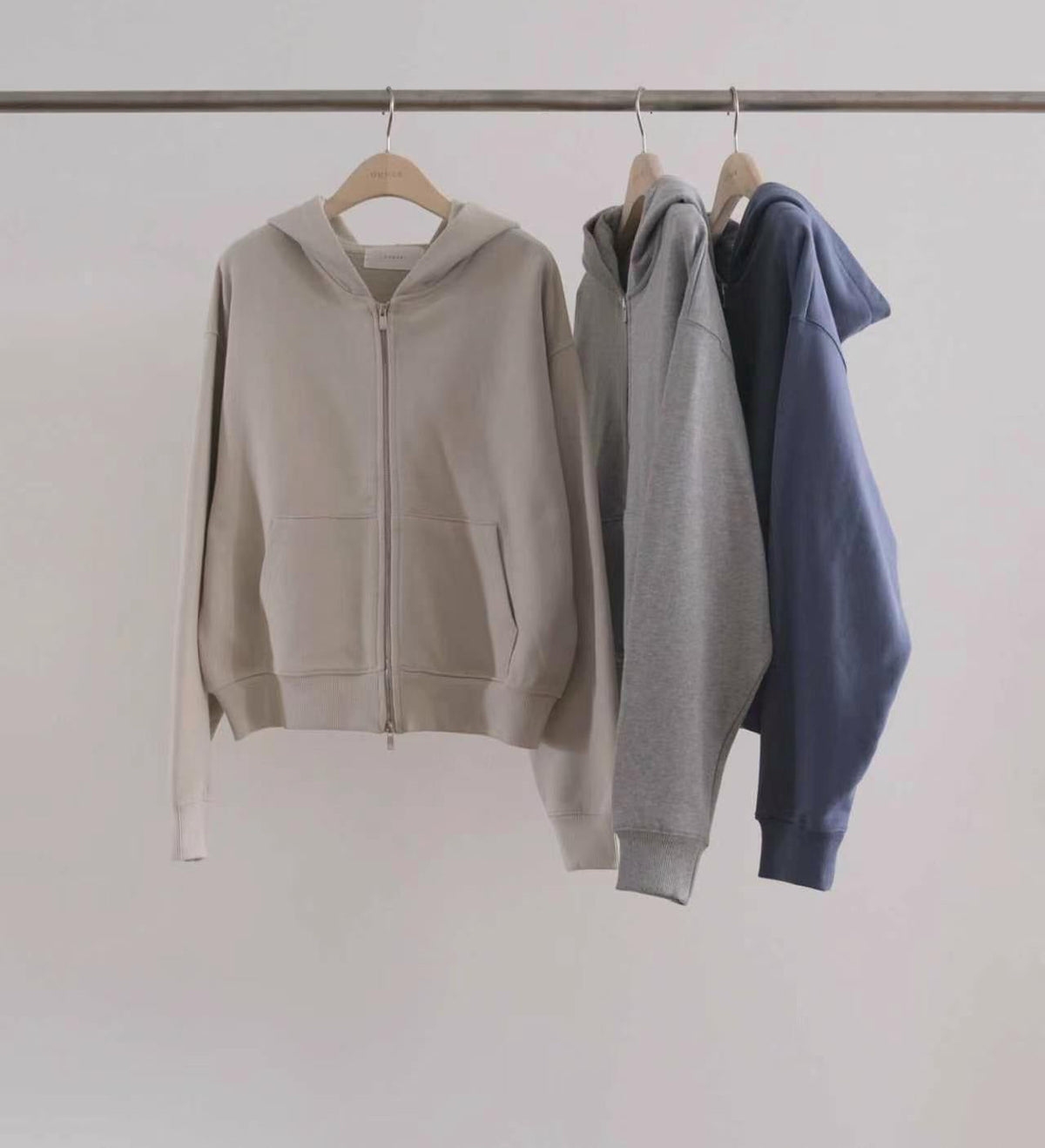 Korean APM Collection Relaxed Zip-Up Hoodie – Dusty Blue (Instock)