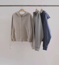 Korean APM Collection Relaxed Zip-Up Hoodie – Dusty Blue (Instock)