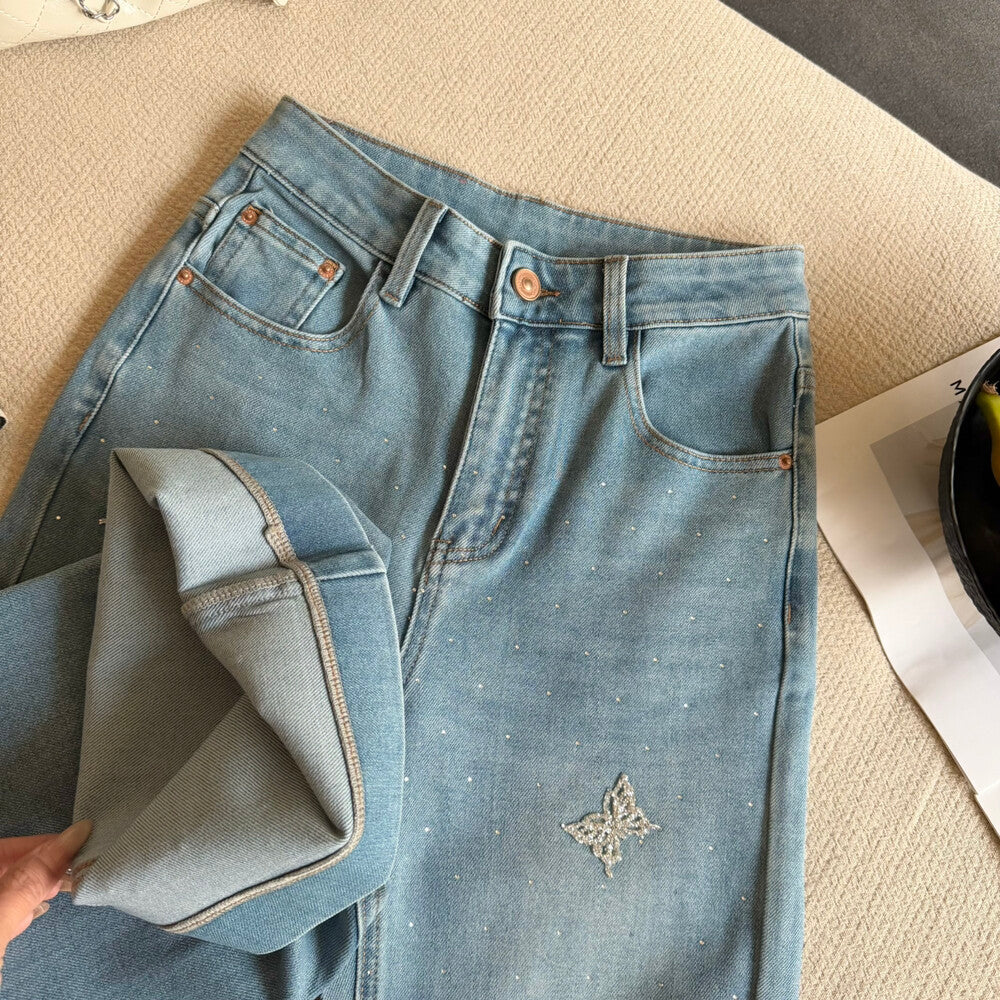Kelly Designs Four Season Embroidery Butterflies Flare Jeans(Instock)