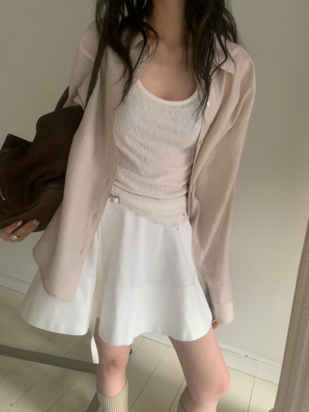 Korean APM Collection Spring Shirt-Khaki/Pink (Instock)