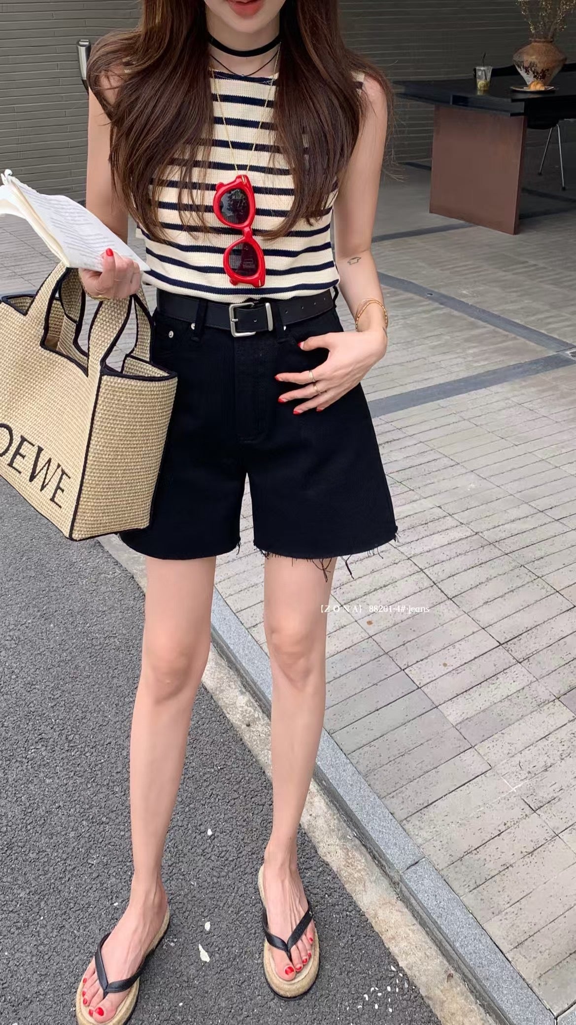 Kelly Designs Soft Denim Black Shorts With Belt (Instock)