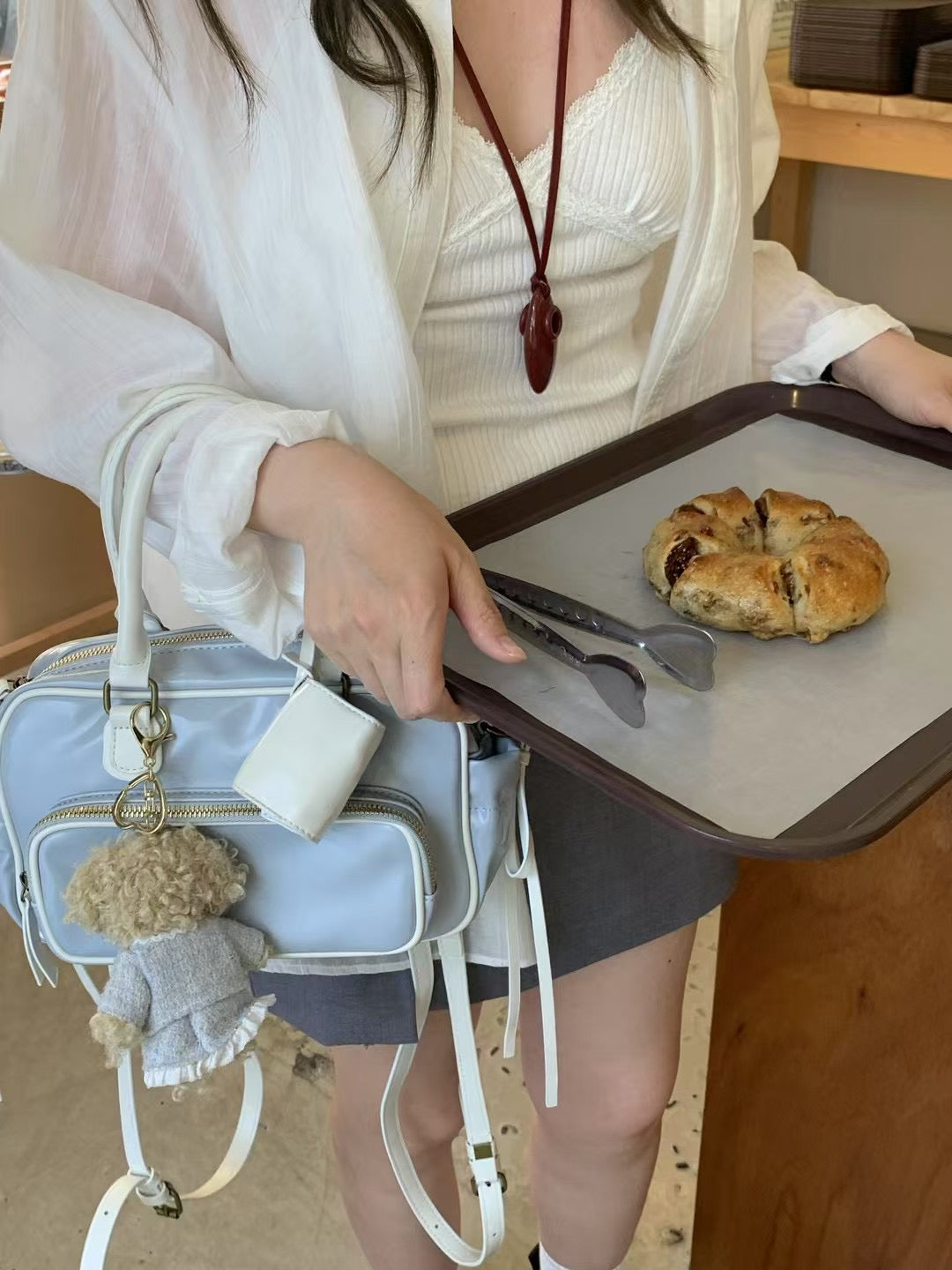 Korean APM Collection Leather Pink Bag with Earpod (Instock)