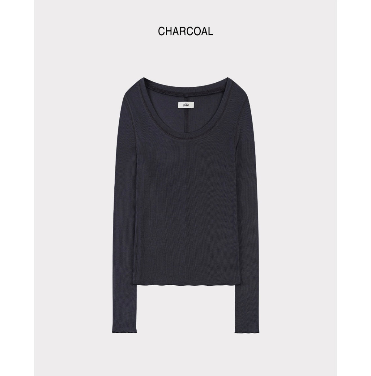 Korean Soft U-Neck Contrast Stitch Long Sleeve Top – 7 Colors (Instock)