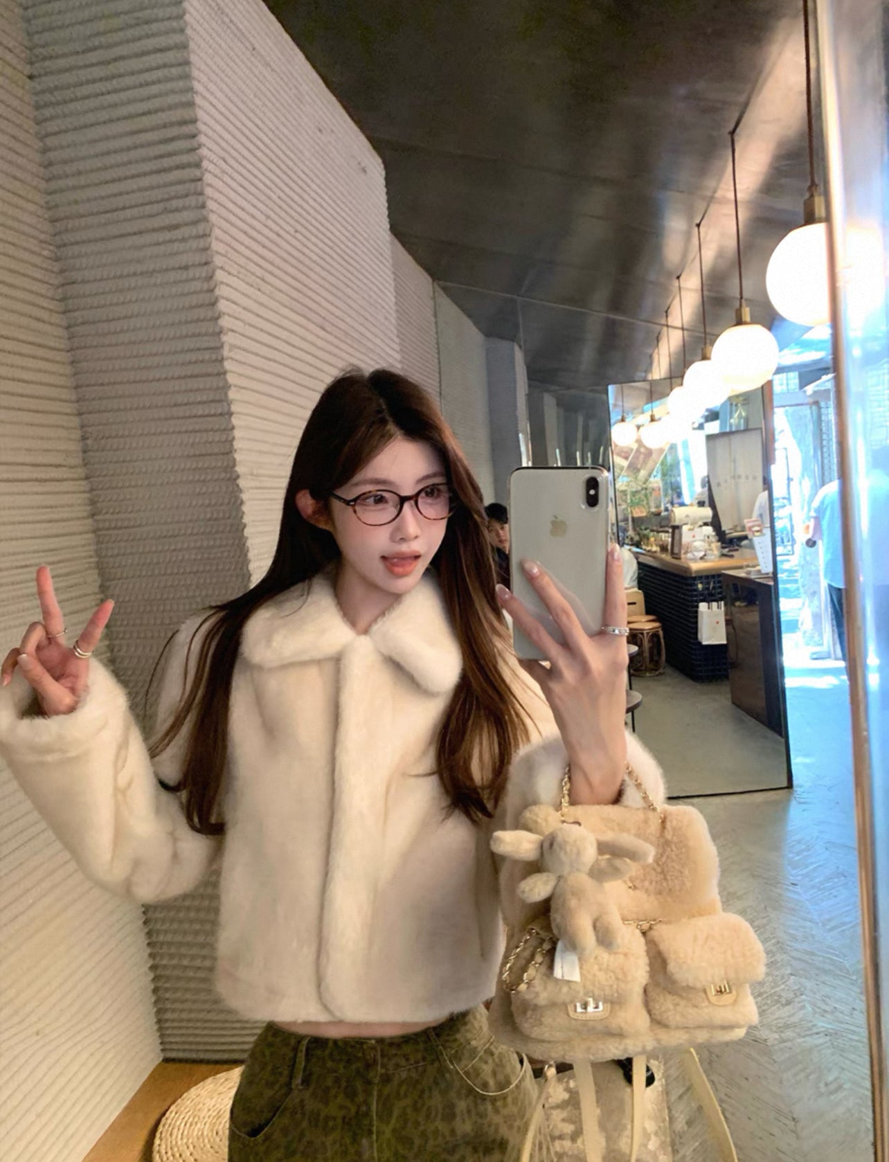 Kelly Designs Chic Faux Mink Short Jacket – Eco-Friendly Plush Fur White Coat (Instock)