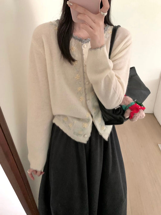 Kelly Designs “Floral Poem” Wool Embroidered Cardigan (Instock)