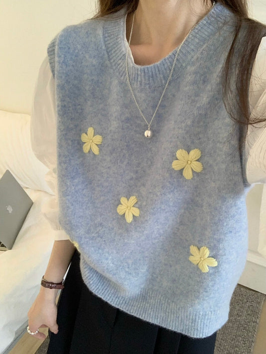 Kelly Designs Yellow Flowers Blue Vest (Instock)
