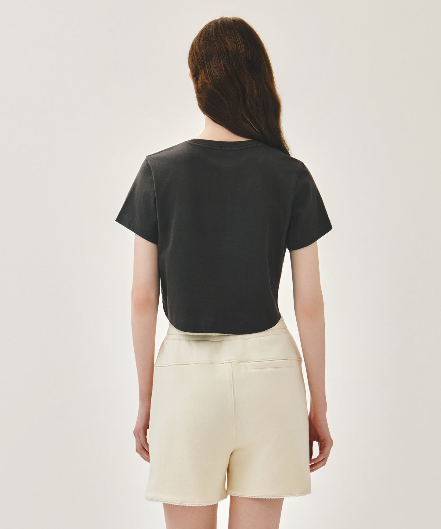 Marithe W SILVER LETTERING CROP TEE charcoal (Instock)