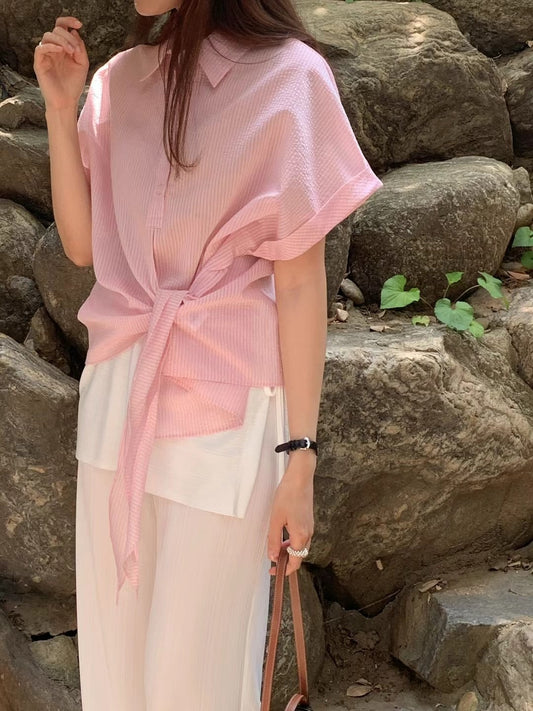 Korean APM Collection Pink Stripe Blouse (Instock)