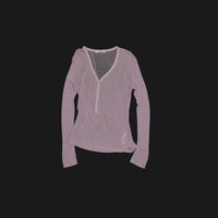 Korean Verso Henley V-neck Top (Instock)