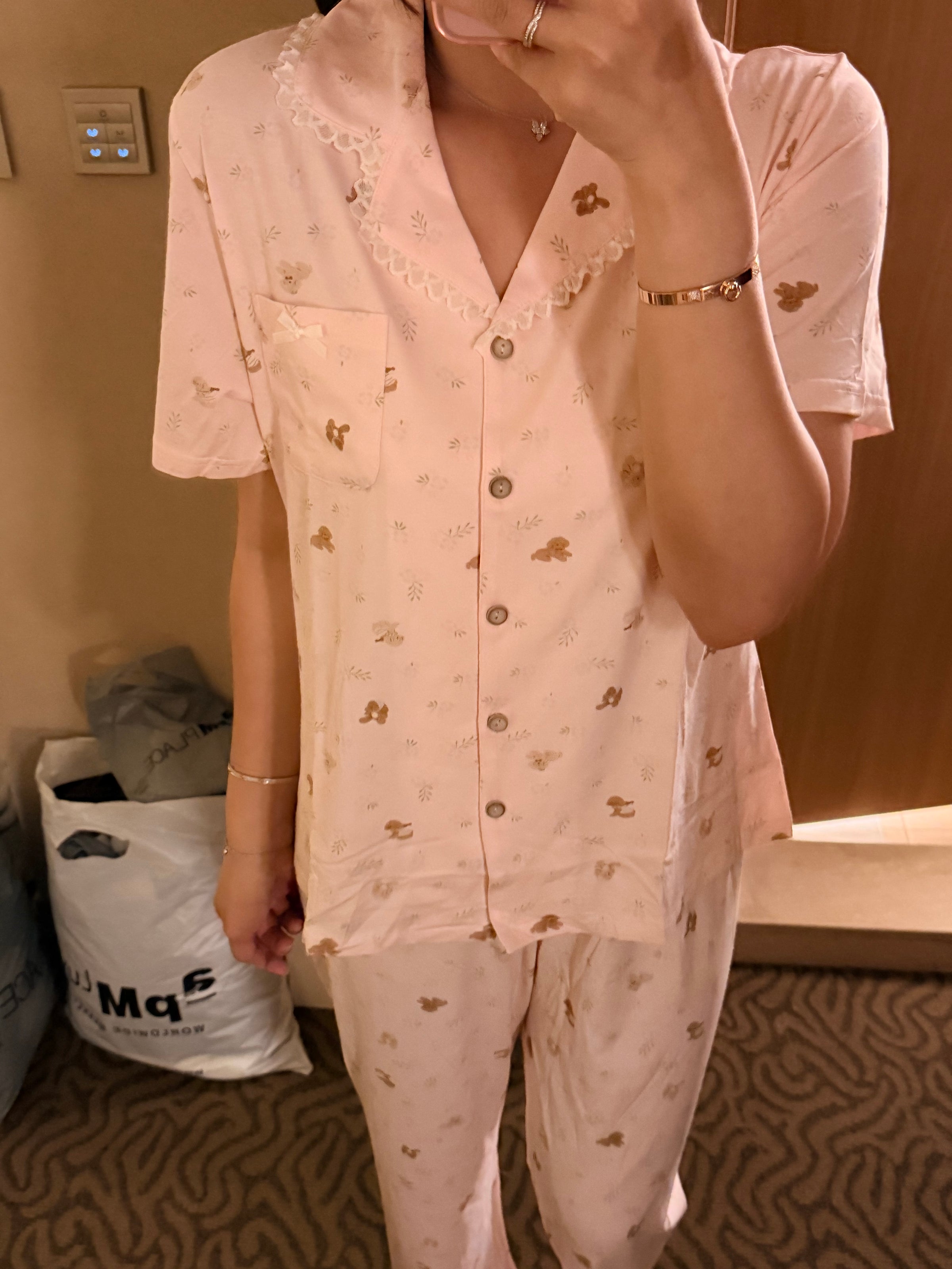 Korean APM Collection 2Pcs Pink Pajamas (Instock)