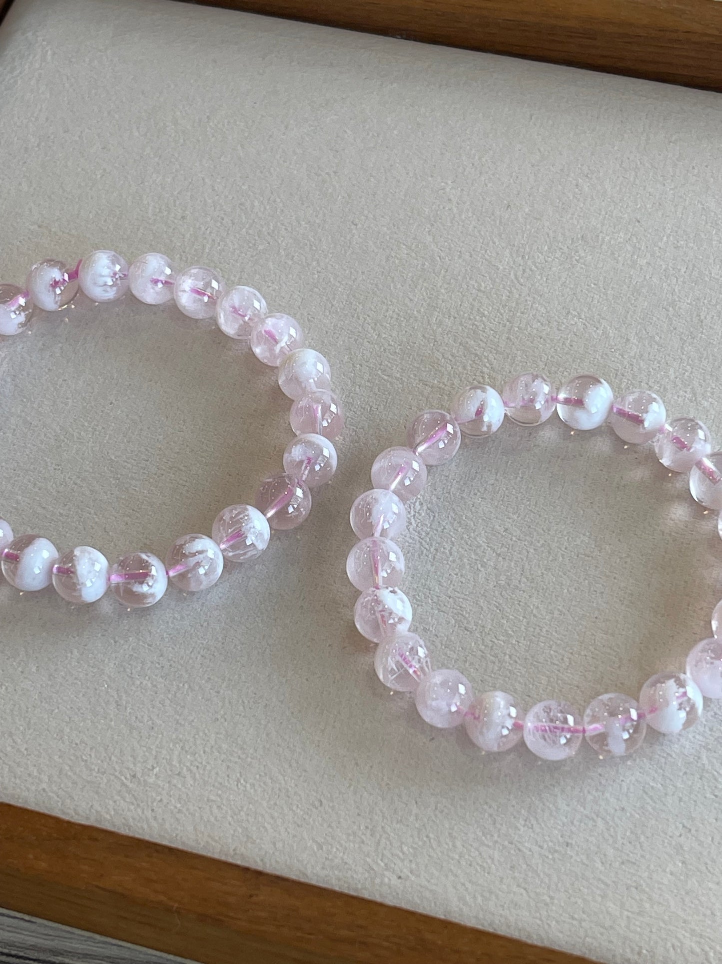 Kelly Designs Natural Pink Ghost Crystal Bracelet (Instock)