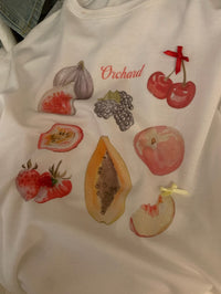 Kelly Designs Fruit Cartoons Oversize White TShirt (Instock)