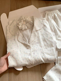 Kelly Designs Floral Bunny Satin Pajama Set with Lace Trim & Scrunchie (Instock)