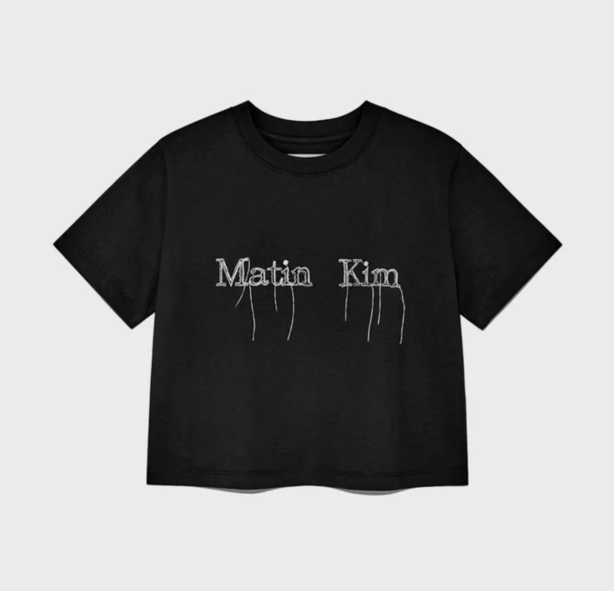 MATIN KIM LOGO THREAD POINT CROP TOP IN BLACK (Instock)