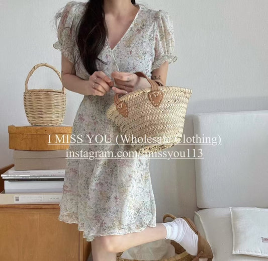 Korean APM Collection I Miss You Beige Flower Dress (Instock)