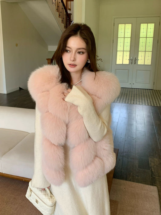 Kelly Designs Fox Fur Vest Pink Jacket (Instock)