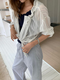 Korean APM Collection Stripe Blue Pants (Instock)