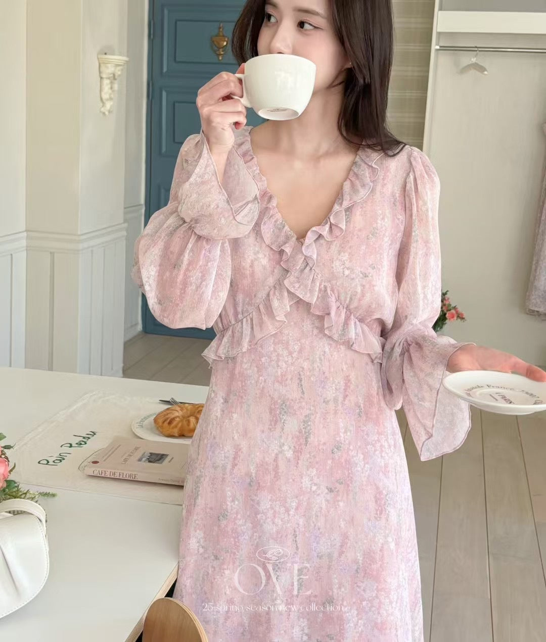 Korean APM Collection Pink Flower Dress (Instock)