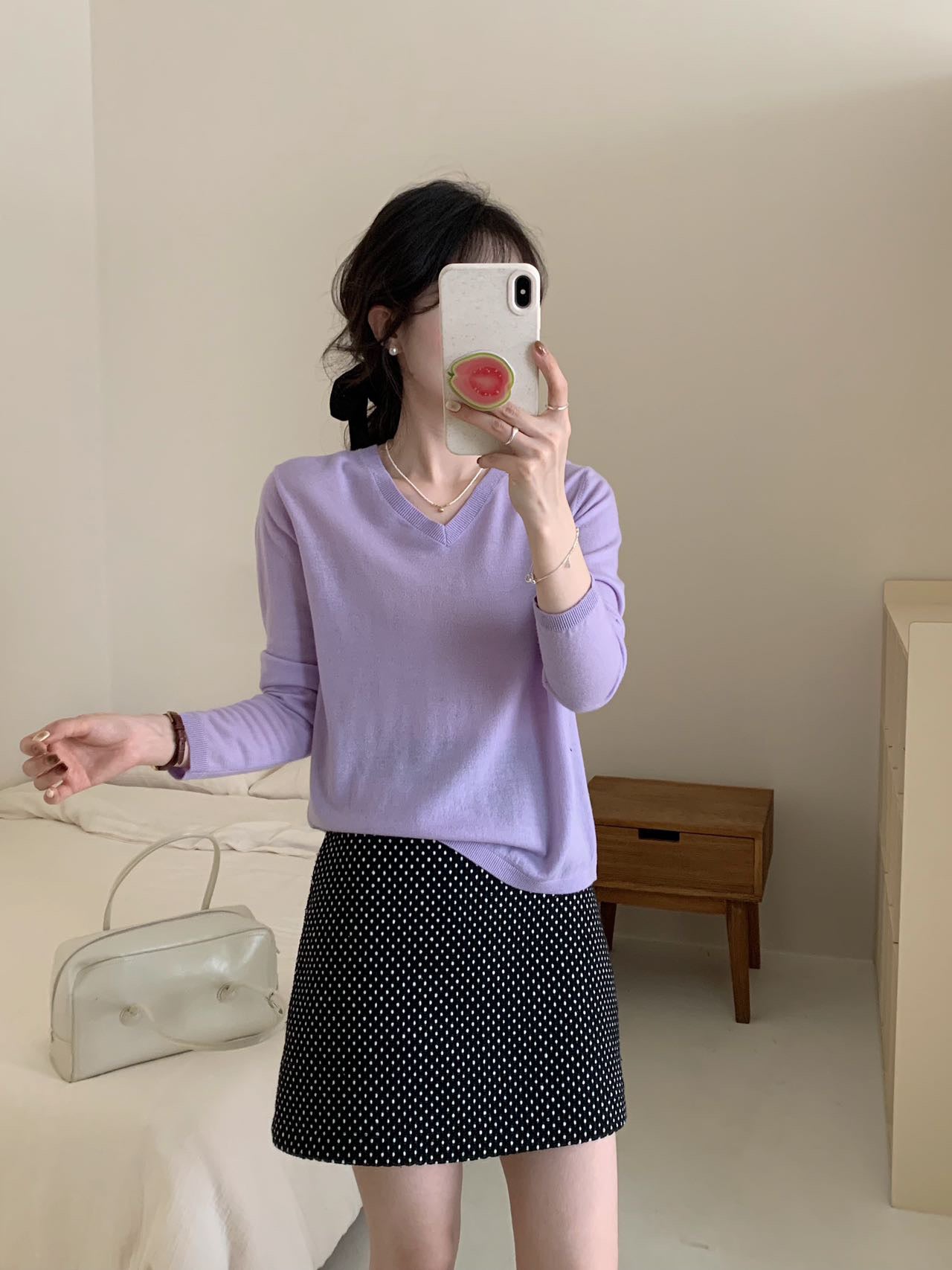 Kelly Designs V-Neck Purple Soft Wool Sweatshirt (Instock)