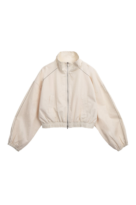 MATIN KIM ROUGH COATING CROP BOMBER IN CREAM (Instock)