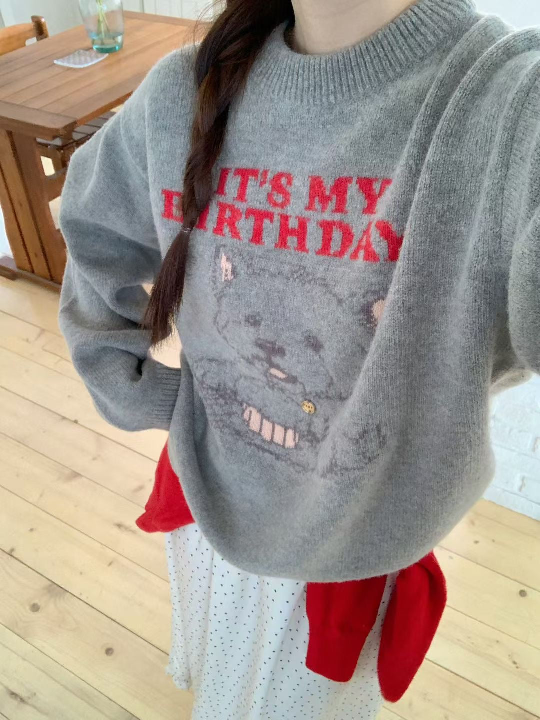 Korean APM Collection Three Colors Puppy Knit Sweater (Instock)