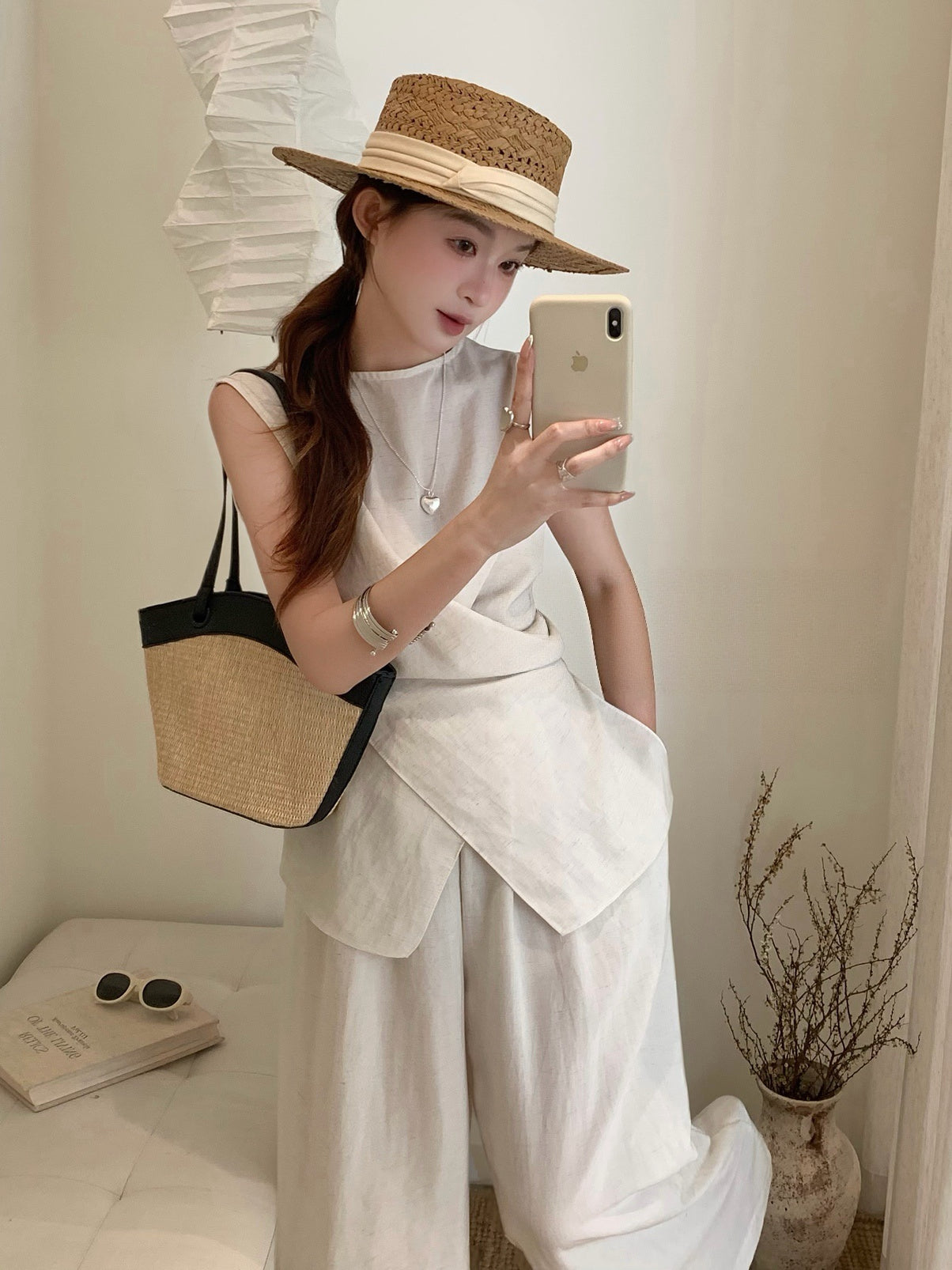 Kelly Designs 2-Piece Casual White Set –Top, & Long Pants (Instock)