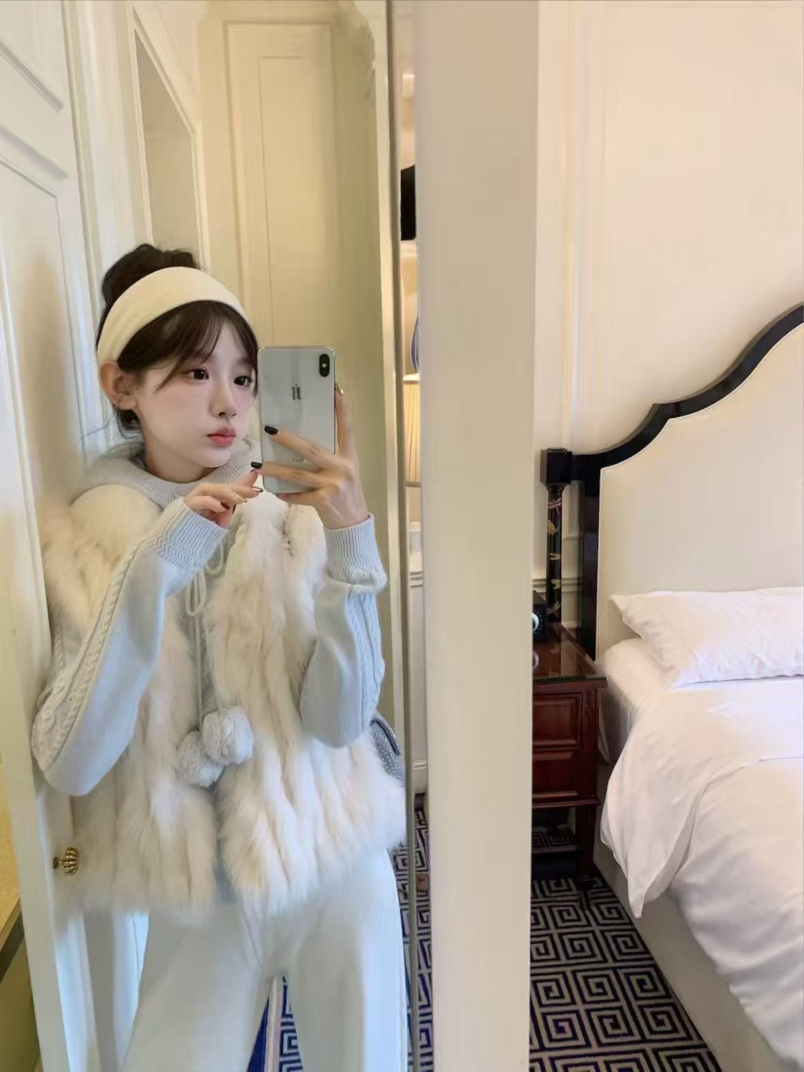 Kelly Designs 4 Colors Fox Fur Trim Vest with Car Stripe Design (Instock)