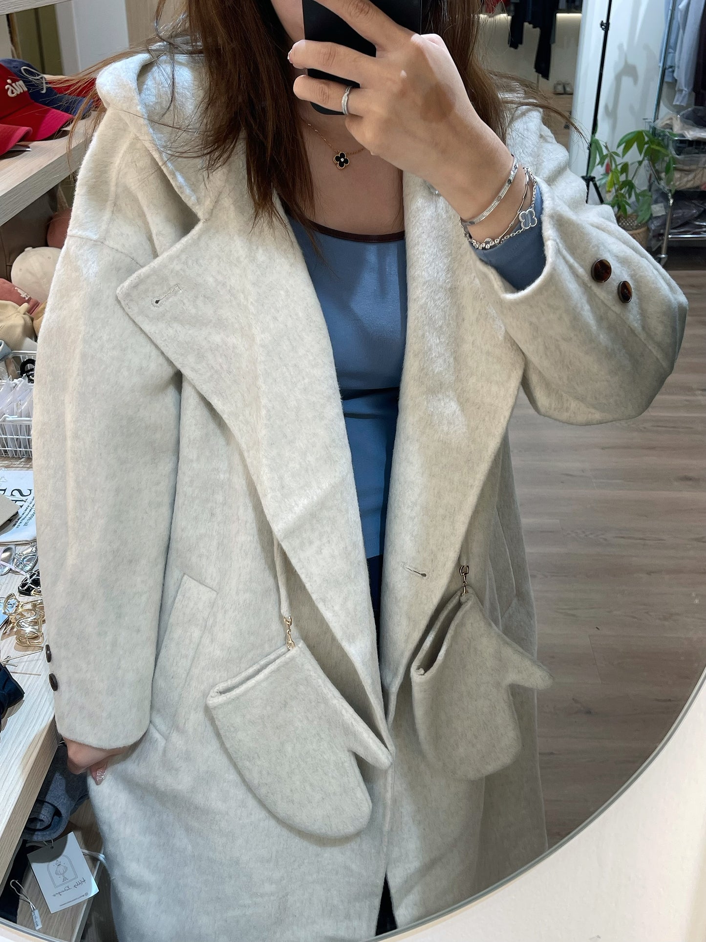 Kelly Designs Wool Beige Coat With Gloves (Instock)