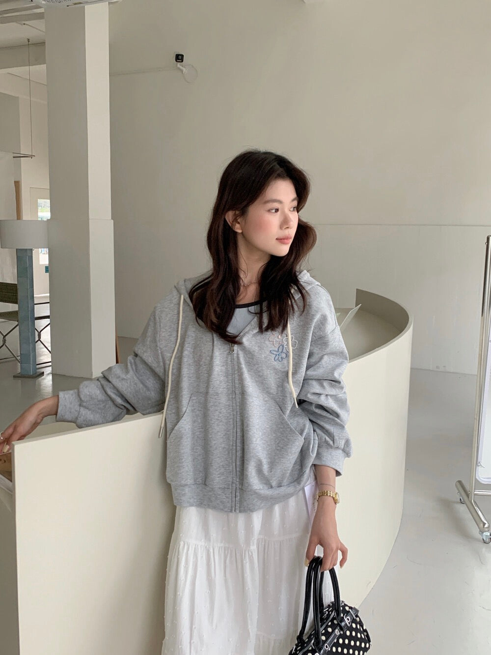 Kelly Designs Cute Embroidery Zip Hoodie – 3 Colors (Instock)