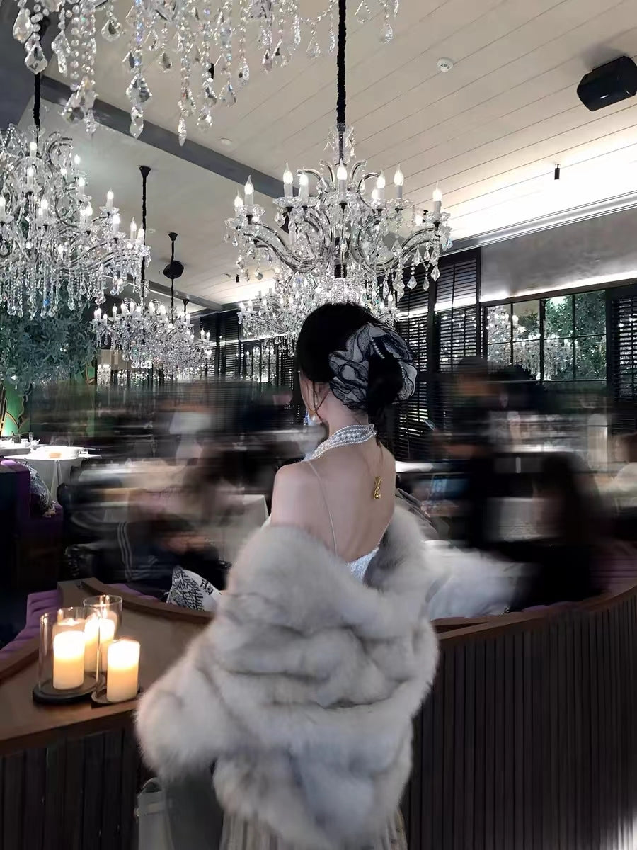 Kelly Designs Taupe Fox Fur Jacket with High Neck (Instock)