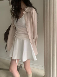 Korean APM Collection Spring Shirt-Khaki/Pink (Instock)