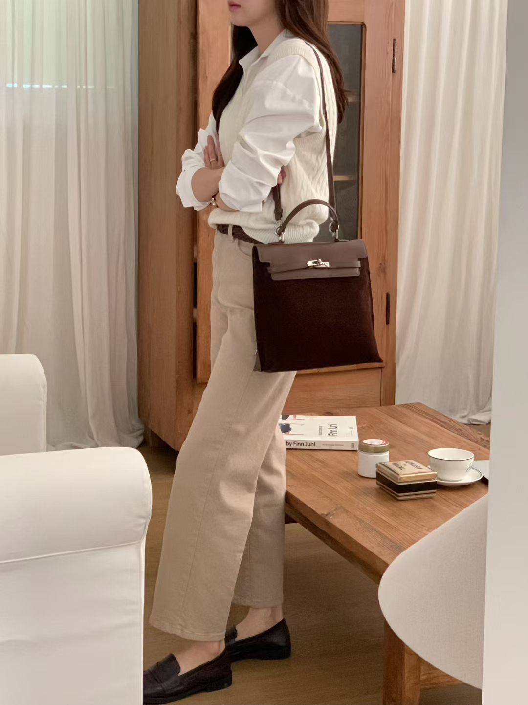 Korean APM Collection Three Ways Shearling Cow Leather Bag (Instock)